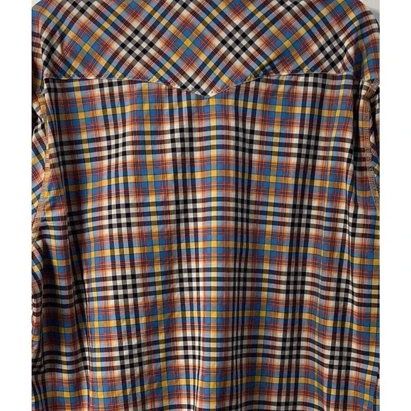 Bugatchi ShapedFit XL Men's Plaid Long Sleeve Snap Front Shirt TopStitch Western - Picture 6 of 14